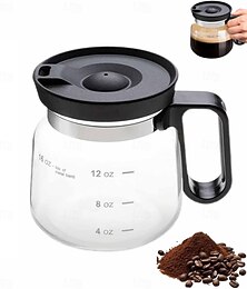 abordables -Taza de café de vidrio de 16 oz, estilo cafetera, taza de café de vidrio transparente con tapa de viaje tipo pajita para café caliente, té caliente, chocolate caliente