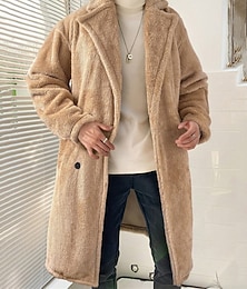 economico -Per uomo Giacca in Pile Cappotto Trench Trench lungo Vacanza Quotidiano Autunno Inverno Poliestere Calore Termico Antivento Capispalla Abbigliamento Moda Classico Semplice Tasca Bavero Doppiopetto