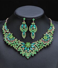 abordables -Parure de bijoux 2 Cristal Alliage Boucles d'oreilles Collier Femmes Élégant ancien Mode Le style rétro Classique Parure de Bijoux Pour Mariage Soirée robe demoiselle d honneur