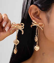 economico -Per donna Orecchini a cerchio Geometrico Cuore Prezioso Con fiocchi Elegante Moda Carino Diamanti d'imitazione Orecchini Gioielli Argento / Dorato Per Matrimonio Feste Quotidiano 1 Paio