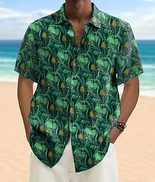 economico -Per uomo Albero di Cocco Piante Tropicali Camicia hawaiana estiva Camicia con Bottoni Camicia Aloha Manica Corta Hawaiano Vacanza Abbigliamento mare Estate Primavera Collo ripiegato Stampa 3D camicie