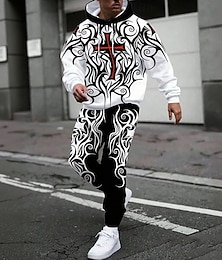 economico -Per uomo Grafico Croce 2 pezzi Set di felpe 3D Tuta Felpa con Cappuccio Manica Lunga Pantaloni lunghi Con Cappuccio Streetwear Casual Quotidiano Streetwear Athleisure Stampa 3D Primavera Autunno
