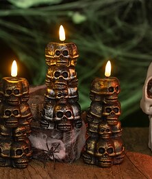 economico -1 pz 16 * 5,8 cm Halloween scheletro pilastro led candela elettronica luce interna ed esterna ristorante festa festival atmosfera luce decorativa lr44 * 3 batteria