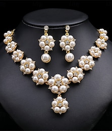 abordables -Parure de bijoux 2 Vert Perle Chrome 1 Collier Boucles d'oreilles Femmes Élégant ancien Mode Le style rétro Classique Parure de Bijoux Pour Mariage Soirée robe demoiselle d honneur