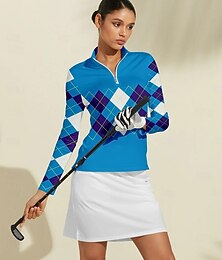 voordelige -Dames Wandelen poloshirt Blauw Lange mouw Kleding Bovenlichaam Dames golfkleding kleding outfits draag kleding