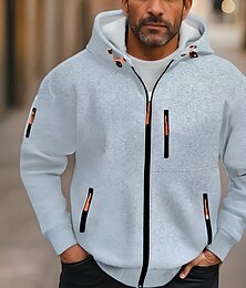 economico -Per uomo Felpa con cappuccio Felpa con cappuccio a zip intera Felpa con cappuccio in pile Nero Vino Blu marino Blu Reale Verde scuro Con Cappuccio Semplice Tasca Sport & Outdoor Quotidiano Ferie