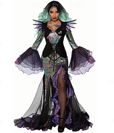 abordables -Diable Sirène Halloween Costume de cosplay Costume de fête Bal Masqué Tenues Cosplay Adulte Femmes Mascarade Performance Soirée Halloween Déguisements d'Halloween faciles Se déguiser