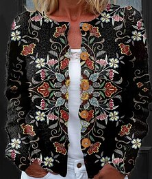 abordables -Gilet féminin en tricot côtelé à boutons col rond manches longues léger élégant vintage quotidien floral graphique géométrique imprimé tricot extérieur quotidien vacances noir violet printemps automne