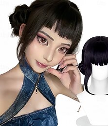 economico -parrucche cosplay kpop cacciatori di demoni anime costume zoey parrucche trecce viola accessori per adulti oggetti di scena