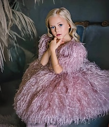 abordables -Robe de fête pour fille, couleur unie, manches courtes, tulle technique, style princesse, longueur mi-mollet, idéale pour l'été, le printemps et l'automne. Disponible en noir, blanc et rose.