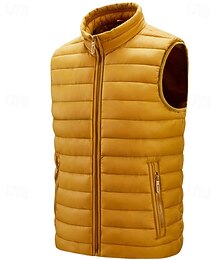 economico -Per uomo Gilet imbottito Gilet Vacanza Quotidiano Data Moda Casual Inverno Tasca Poliestere Caldo Confortevole Tinta unica Cerniera Collo alla coreana Vestibilità regolare Nero Giallo Rosso Verde
