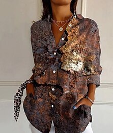 ieftine -Cămașă pentru femei cu nasturi tunică guler mânecă lungă grafic floral ombre vintage tropical hawaian topuri regulate muncă zilnic imprimeu albastru portocaliu maro verde primăvară toamnă
