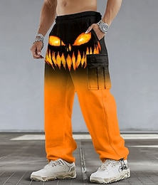 economico -Halloween Per uomo Zucca Costumi Halloween Pantaloni da Tuta Cargo Joggers Pantaloni casual Misura del girovita medio Casual Sportivo Escursionismo Allenamento Coulisse elastica in vita Fondo aperto