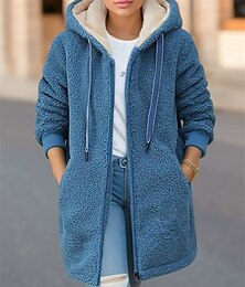 halpa -Naisten Fleecetakki Rento takki Pidä lämpimänä Mukava Vetoketju Tasku Muoti Ulkoilma Tavallinen Bile Viikonloppu Vetoketju Normaali Hupullinen Normaali Pitkähihainen Päällysvaatteet Punastuvan