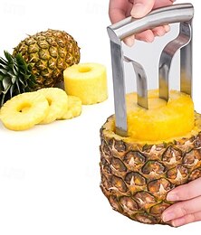 お買い得  -ステンレス製パイナップルカッター芯抜き &皮むき器、簡単に芯抜きできる芯抜き器、家庭用キッチンナイフ、スライサー、フルーツツール、完璧なパイナップルリングを作るための食品に安全なキッチンツール