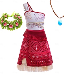 billiga -Vaiana prinsessa Vaiana klänning halsband kostym halloween klänning cosplay kostym film tv-tema kostymer film cosplay för flickor barns karneval barnens dag världsbokdagen fest födelsedag strand