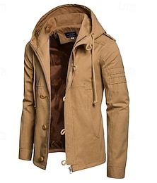 economico -Per uomo Cappotto da marinaio Trench Vacanza Quotidiano Autunno Inverno Misto Cotone Calore Termico Capispalla Abbigliamento Moda Classico Semplice Tasca Con Cappuccio Cerniera