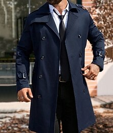 economico -Per uomo Cappotto Trench Trench lungo Vacanza Quotidiano Autunno Inverno Poliestere Antivento Morbido Capispalla Abbigliamento Moda Classico Semplice Tasca Bavero Doppiopetto
