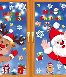 economico -adesivi natalizi per finestre, adesivi murali natalizi, decorazioni natalizie, Babbo Natale, pupazzo di neve, renna, fiocchi di neve, adesivi statici riutilizzabili, adesivi per vetri non adesivi,