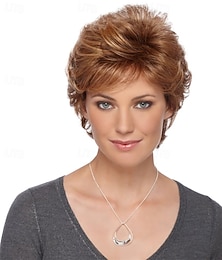 economico -parrucca da donna corta color rame a strati con frangia, capelli sintetici realistici dall'aspetto naturale, resistente al calore, elegante, da indossare tutti i giorni, stile alla moda
