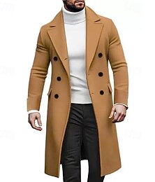 economico -Per uomo Cappotto Trench Trench lungo Vacanza Quotidiano Autunno Inverno Poliestere Calore Termico Antivento Capispalla Abbigliamento Moda Classico Semplice Tasca Bavero Doppiopetto
