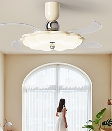 abordables -Ventilateur de plafond avec lumières 106 cm LED à intensité variable 3 couleurs 6 vitesses minuterie pales réversibles avec télécommande, ventilateur de plafond domestique lustre, ventilateur de