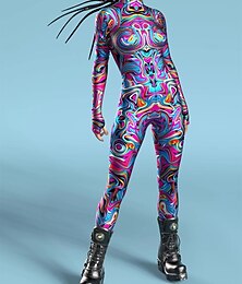 economico -Costumi zentai con motivi Costume Cosplay Body Stampa Costume di Carnevale Tuta Intera Per uomo Per donna Ragazzi Costume Sexy Halloween Costume per Performance Feste Mascherata Bambini Adulti