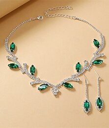 abordables -Parure de bijoux 2 Bleu Zircon Chrome 1 Collier Boucles d'oreilles Femmes Élégant ancien Mode Le style rétro Classique Parure de Bijoux Pour Mariage Soirée Cadeau