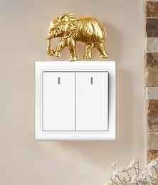 abordables -Plaques d'interrupteur en résine dorée en forme d'éléphant et de tête de lion, décoration murale, artisanat de décoration d'interrupteur d'intérieur, accessoires d'accentuation pour la maison toute