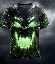 お買い得  -Halloween 男性用 スカル 3D印刷 3D Tシャツ 半袖 Tシャツ 3Dプリント クルーネック シャツ 誇張された デザイナー ホラー パーティー ストリート 祝日 ピンク ルビーレッド ブルー 夏 春 オールシーズン 衣類 S M L XL XXL XXXL