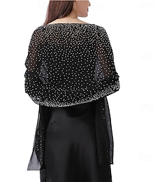baratos -xales e envoltórios femininos para vestidos de noite, xales de chiffon transparente com strass brilhantes, capa para vestido formal