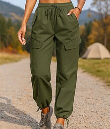 voordelige -Dames Cargohosen Wandelbroek Joggingbroek Buiten Normale pasvorm waterdicht Winddicht Broeken / Regenbroek / Overbroek Trekkoord Elastische taille Zwart Leger Groen Kamperen&Wandelen Jagen Hardlopen