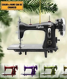 economico -macchina da cucire personalizzata ornamento natalizio con nome personalizzato ornamento piatto in acrilico regalo per amanti del cucito natalizio ornamento regalo per sarta