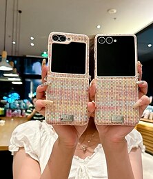 olcso -telefon Ügy Kompatibilitás Samsung Galaxy Z-átfordítás 7 Z Flip 6 Z Flip 5 Z Flip 4 Fekete tok zsinórral Ütésálló Retro TPU PU bőr