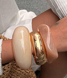 economico -bracciali robusti in resina e metallo da donna: bracciali audaci e vistosi per le donne, in stile retrò e minimalista, ideali per feste, abbigliamento quotidiano e outfit casual