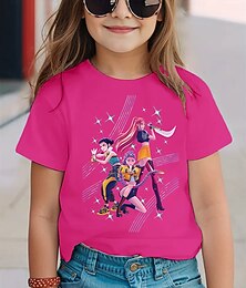 abordables -T-shirt d'été à manches courtes pour fille mignonne de style anime tendance de chasseur de démons de Kpop respirant et confortable imprimé t-shirt de mode pour enfants vêtements décontractés style