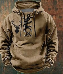abordables -Hombre Cada Sudadera Elegante retro de la vendimia Con Capucha Exterior Regalo Caza Negro Azul Piscina Correa Otoño Invierno Diseñador