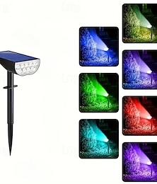 abordables -Luces solares para exteriores (1 paquete), resistentes al agua IP68, 5 modos de iluminación, focos solares para exteriores con encendido y apagado automático, bombillas LED, iluminación solar exterior