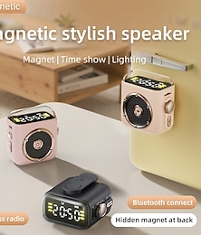 זול -רמקול Bluetooth מיני נייד מגנטי P6 רמקול Bluetooth אלחוטי נייד קטן עם שעון קולי חזק, תאורת לילה, תמיכה בכרטיס TF, למשרד ביתי, נסיעות חיצוניות, קמפינג, טיולים רגליים