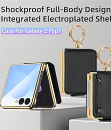 Χαμηλού Κόστους -τηλέφωνο tok Για Samsung Galaxy Z Flip 7 Z Flip 7 FE Z Flip 6 Z Flip 5 Z Flip 4 Πίσω Κάλυμμα Αναποδογυρίστε το κάλυμμα Δαχτυλίδι πόρπη PC PU δέρμα