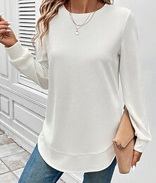 Недорогие -Жен. Pullover Полотняное плетение Элегантный стиль На каждый день Длинный рукав Вырез под горло Обычные топы Праздники Черный Белый Розовый Темно-розовый Лиловый Весна Осень Зима