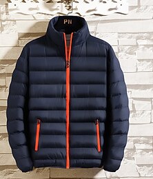 economico -Per uomo Cappotto Invernale Giacca imbottita Giacca Imbottita Tasca Poliestere Vacanza Abbigliamento quotidiano Data Regolare Moda Casual Confortevole Calore Termico Autunno Inverno Colore Solido