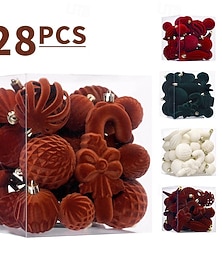 economico -28 palline di Natale, ornamenti, decorazioni natalizie, set di appesi a forma di velluto, decorazioni di alta qualità per l'albero di Natale per le celebrazioni natalizie