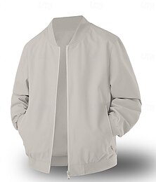 economico -Per uomo Giacca Giacca Casual All'aperto Vacanza Caldo Cerniera Tasca Autunno Inverno Semplice Moda Streetwear Colletto Mao Regolare Nero Blu Verde militare Beige Giacca
