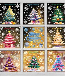 ieftine -9 coli de autocolante de perete pentru ferestre de Crăciun, decorațiuni, brazi de Crăciun, oameni de zăpadă &fulgi de zăpadă, electrostatic, vitrină &decor de sticlă pentru casă
