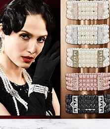 abordables -Bracelet de perles multi-rangs pour femme avec des accents de cristal, bijoux vintage de style Gatsby des années 1920 pour les cocktails