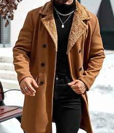economico -Per uomo Giacca in Pile Cappotto da marinaio Trench Vacanza Quotidiano Autunno Inverno Poliestere Calore Termico Capispalla Abbigliamento Moda Classico Semplice Tasca Bavero Doppiopetto