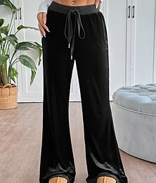 economico -Per donna Gamba larga Pantaloni Eleganti Streetwear Casual Lunghezza intera Naturale Semplice Design con Coulisse Elastica Confortevole Streetwear Ferie Abbigliamento quotidiano Nero Autunno