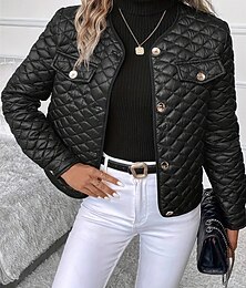 preiswerte -Damen Winterjacke Mantel Warm Bequem Knöpfe Mode Modern Lässig Einfach Ausgehen Wochenende Einreihig Regulär V Ausschnitt Normale Passform Langarm Oberbekleidung Schwarz Winter