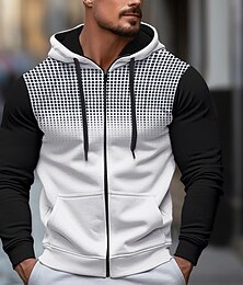 economico -Per uomo Felpa con cappuccio Felpa con cappuccio a zip intera Nero Bianco Blu Grigio Con Cappuccio Semplice Patchwork Blocco di colore Sport & Outdoor Casuale Quotidiano Streetwear Cool Abbigliamento